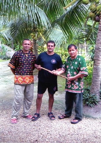 Guro Ibrahim in the Philippines with Grandmaster Abner Pasa and Guro Krishna Godhania